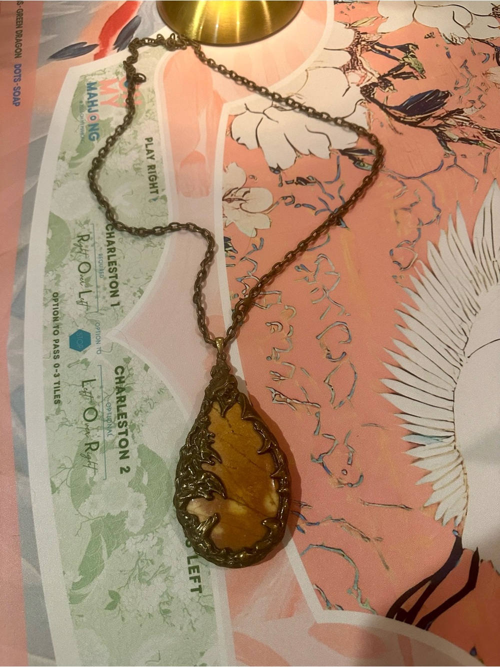 Haute Hippie Vintage-Inspired polished stone Teardrop Pendant Necklace